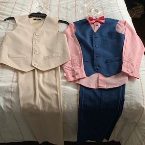TWO boys vest suits…with interchangeable shirt and bow tie.